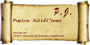 Pupics Juliánusz névjegykártya